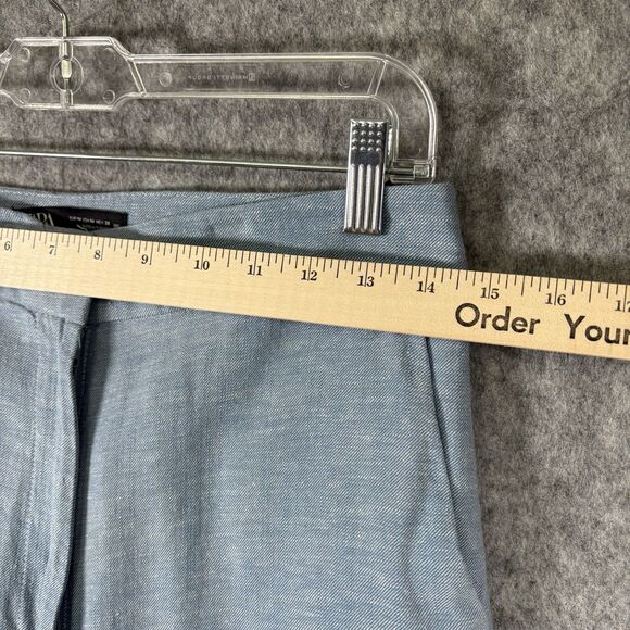 Zara Linen Cotton Blend Flat Front Chinos Pants Trousers Tapered Leg Med Hi Rise - Picture 4 of 13